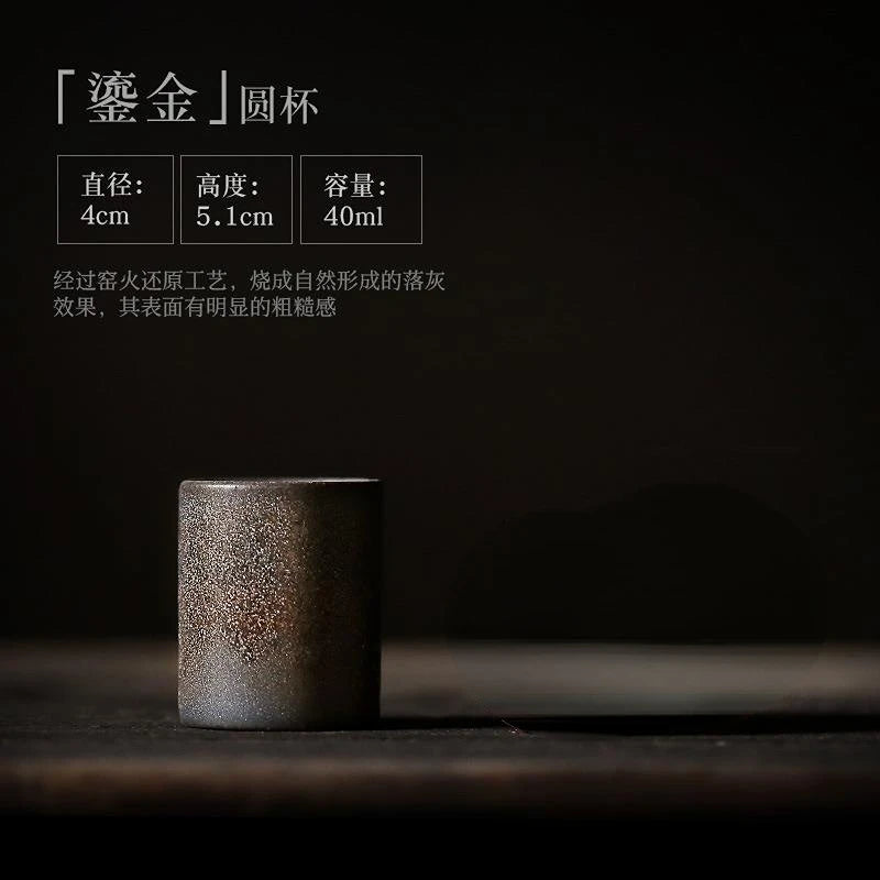 JapaneseKungFuTeaSetRetroCeramicTeacupCoffeeTeacupSingleCupGoldPlatedIronGlazeMasterCupTeaSetKitchenRestaurantBar