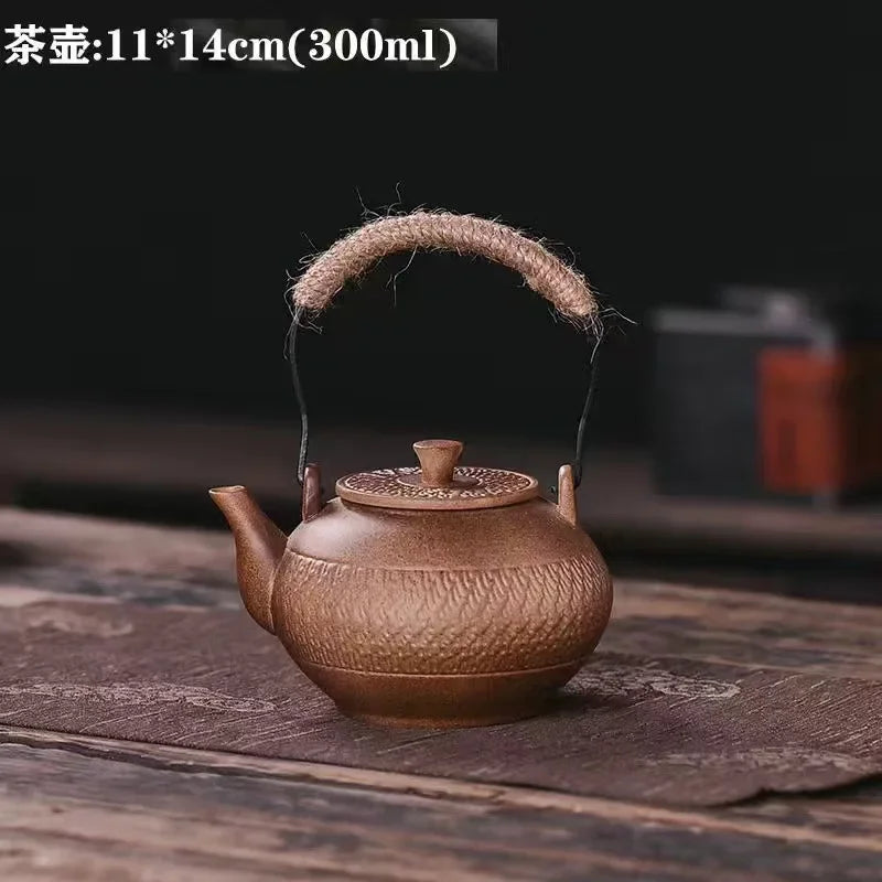 Japaness Retro Pottery Teapot with Charcoal Stove Tea Brewing Pot Single Kung Fu Teaware Tea Pots Tea Making Device