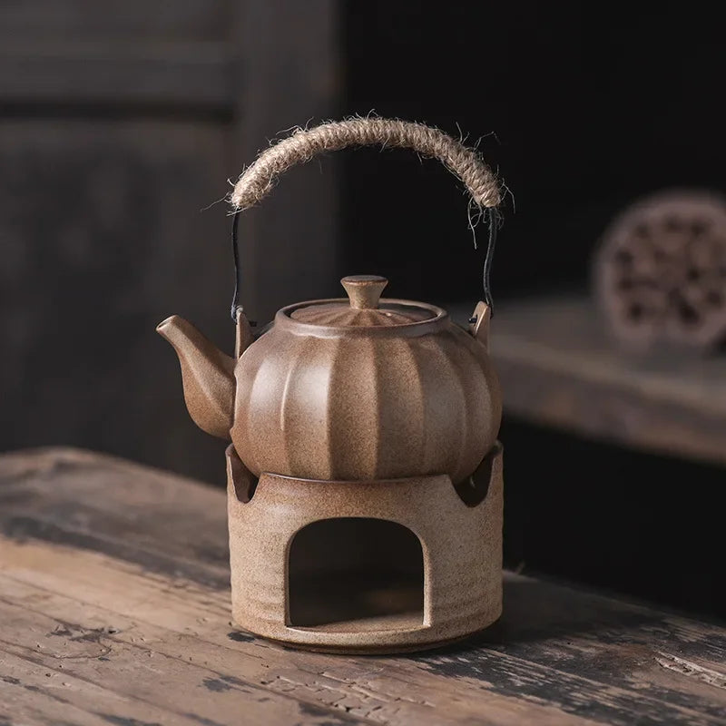 Japaness Retro Pottery Teapot with Charcoal Stove Tea Brewing Pot Single Kung Fu Teaware Tea Pots Tea Making Device