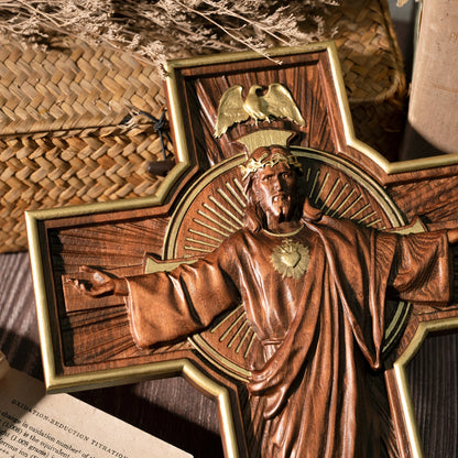 Jesus Ascension cross, statue of Jesus on the cross, decorative Christian cross, religious saint, catholic easter gift baptism