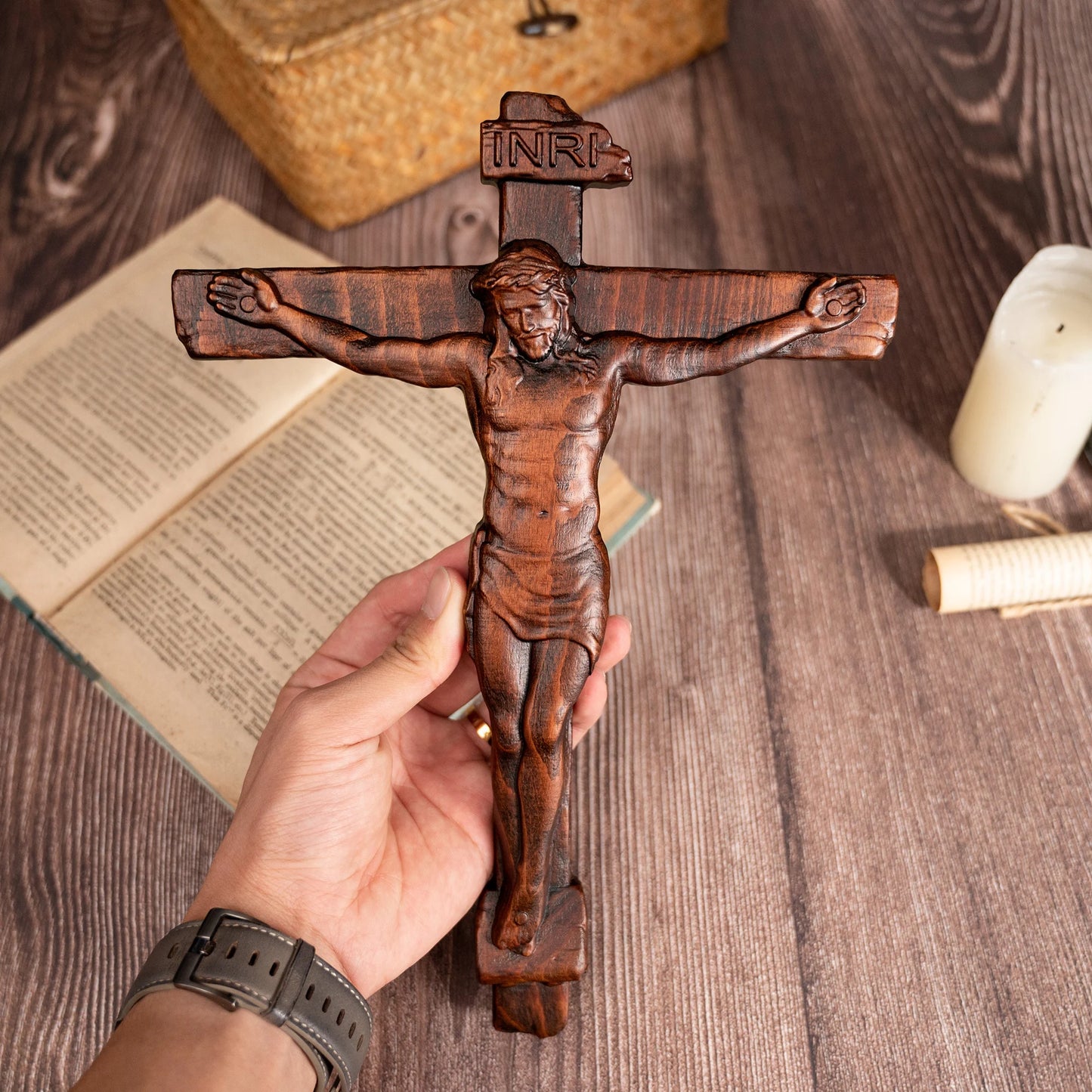 Jesus Crucifix Catholic Cross, Wooden Cross, Wall Saint, Jesus, Christ Decoration, Church, Baptism, Gift