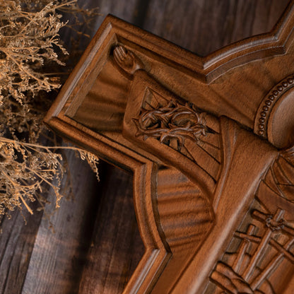Jesus Easter Cross Wood Carving Indoor Wall Decor Wooden Cross Christian Wall Cross Religion Baptism Easter Gift