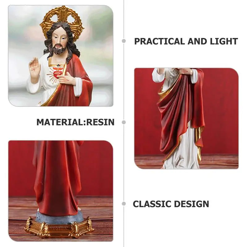 Jesus Figurine Decor Statue Gift Religious Inspirational Figurines Satan Sculpture Christ Sacred Figure Heart Home Catholic