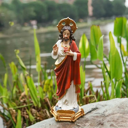 Jesus Figurine Decor Statue Gift Religious Inspirational Figurines Satan Sculpture Christ Sacred Figure Heart Home Catholic