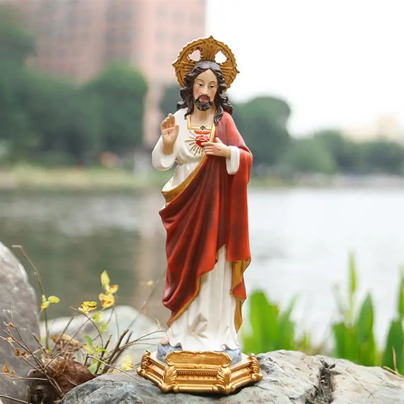 Jesus Figurine Decor Statue Gift Religious Inspirational Figurines Satan Sculpture Christ Sacred Figure Heart Home Catholic