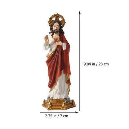 Jesus Figurine Decor Statue Gift Religious Inspirational Figurines Satan Sculpture Christ Sacred Figure Heart Home Catholic