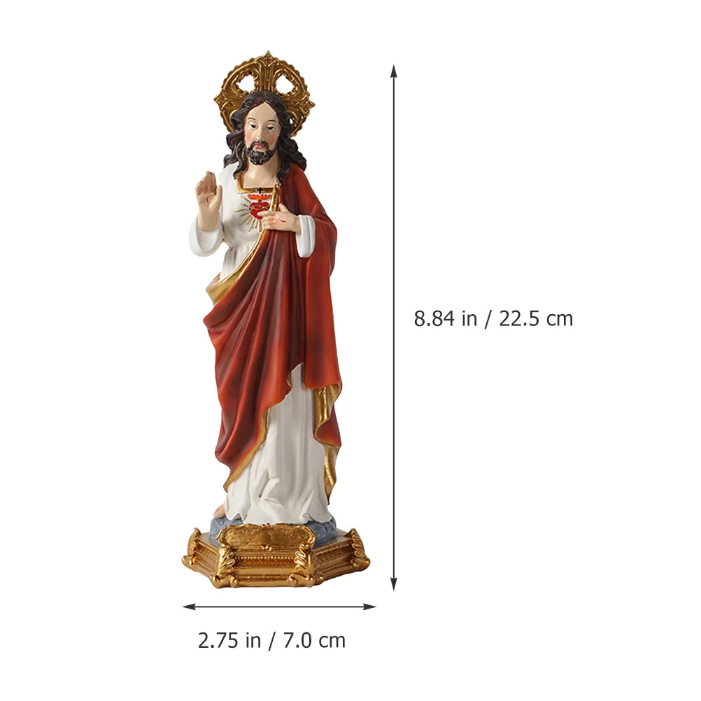 Jesus Figurine Decor Statue Gift Religious Inspirational Figurines Satan Sculpture Christ Sacred Figure Heart Home Catholic