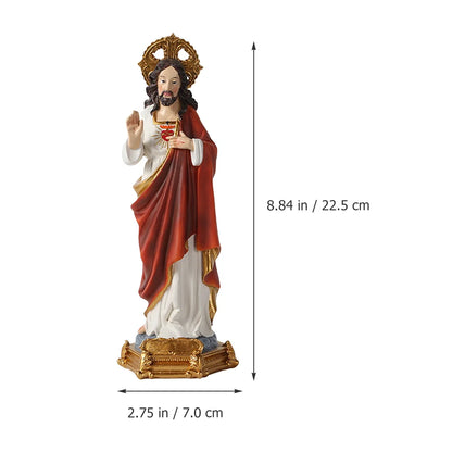 Jesus Figurine Decor Statue Gift Religious Inspirational Figurines Satan Sculpture Christ Sacred Figure Heart Home Catholic