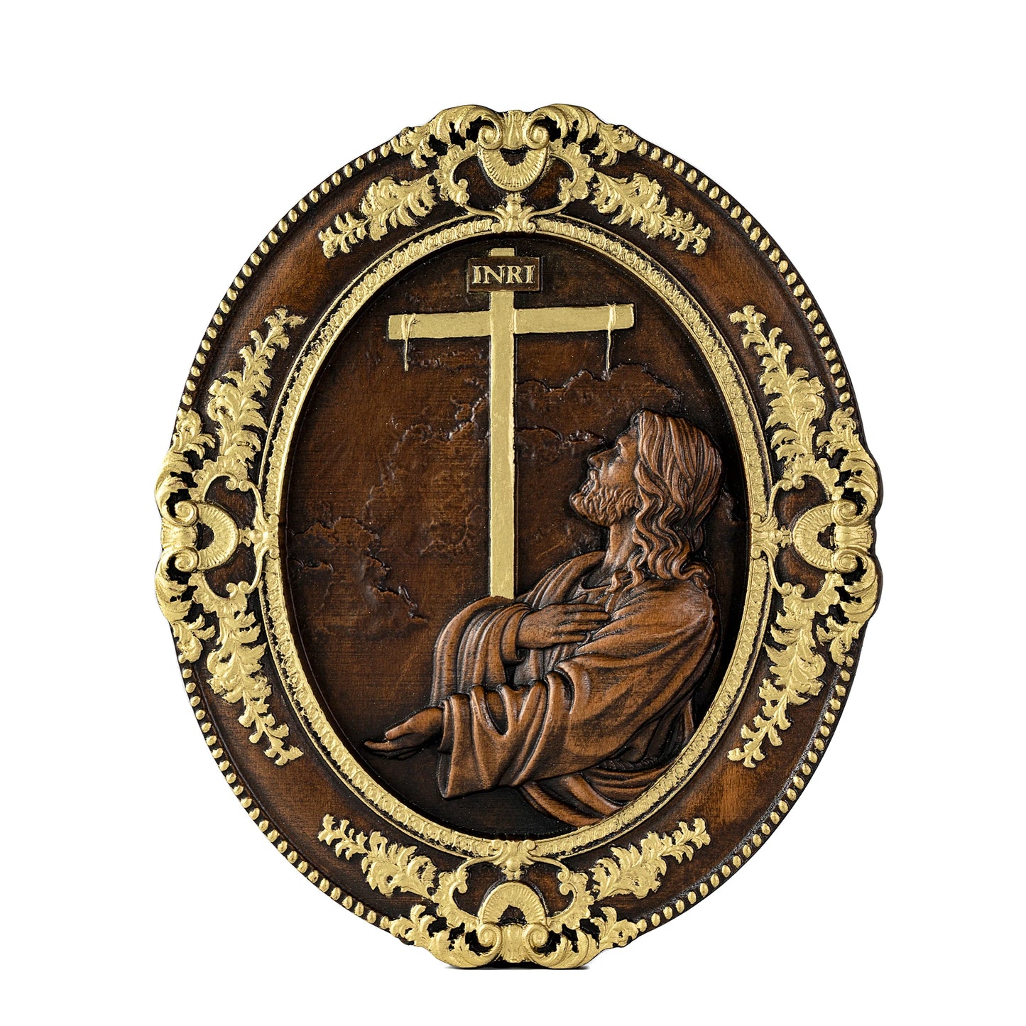 Jesus Mountain Garden Prayer Plaque Wood Carving Catholic Church Decoration Jesus Statue Christian Wall Decoration Easter Gift