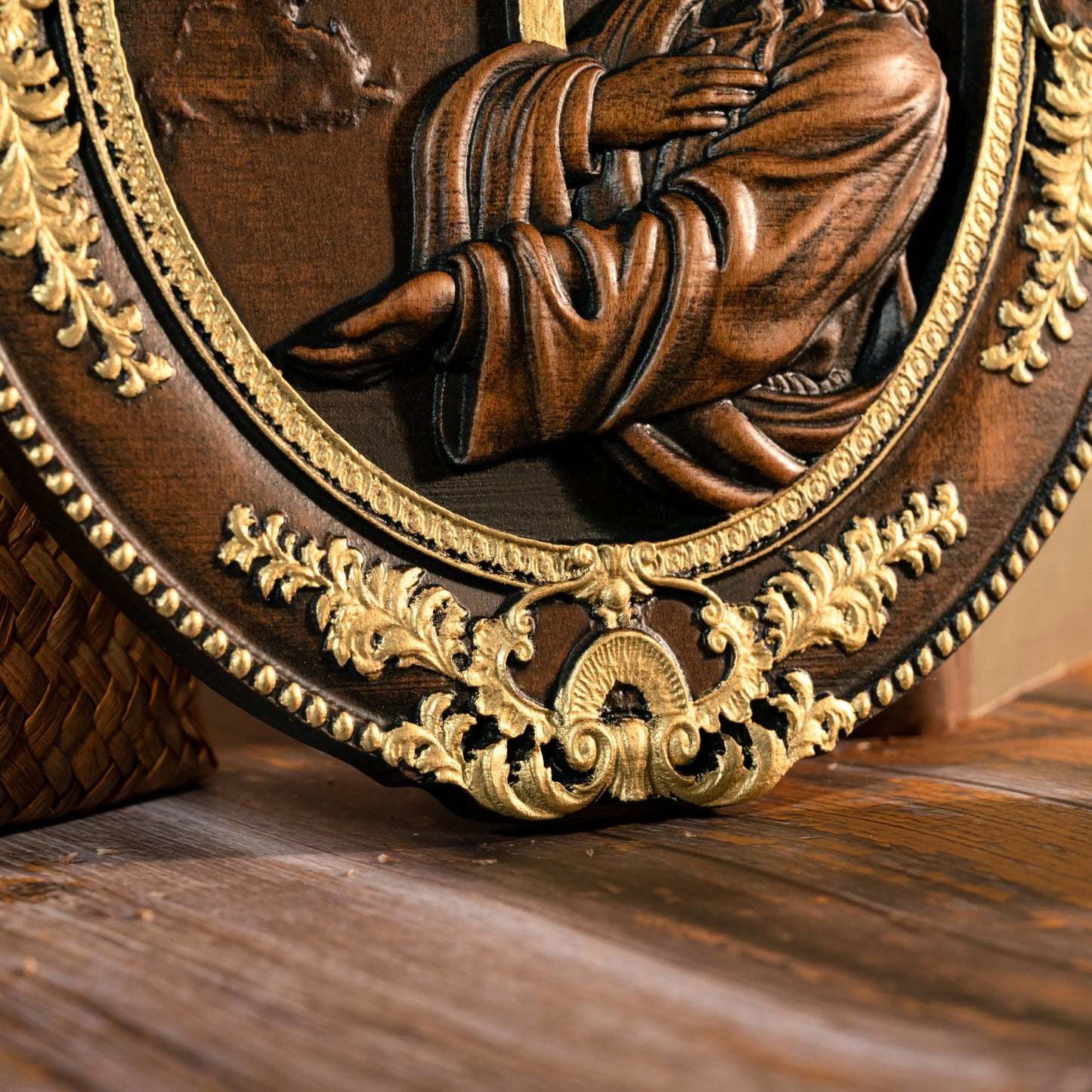 Jesus Mountain Garden Prayer Plaque Wood Carving Catholic Church Decoration Jesus Statue Christian Wall Decoration Easter Gift