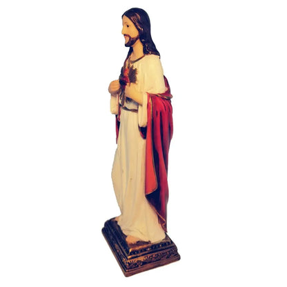 Jesus Statue Sacred Heart Figure Resin Sculpture Savior Figurine Catholic Christian Religious Gift Home Chapel Decoration