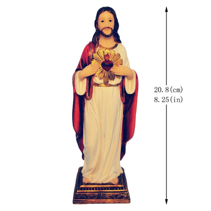 Jesus Statue Sacred Heart Figure Resin Sculpture Savior Figurine Catholic Christian Religious Gift Home Chapel Decoration