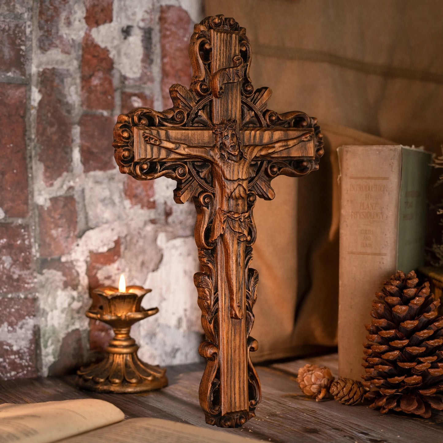 Jesus Wooden Cross Crucifix Christian Cross Jesus Christ Ornament Catholic Religious Prayer Decor Wall Hangings Church Ornament