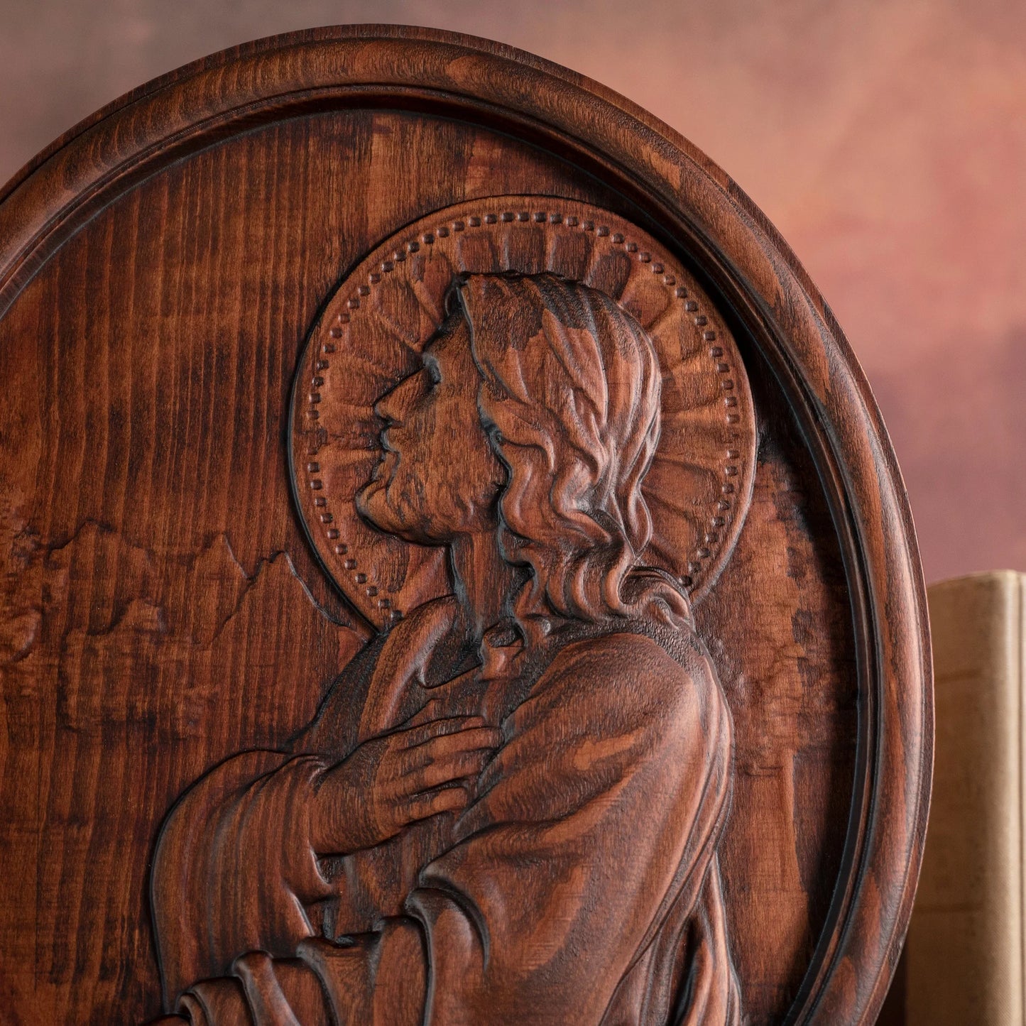 Jesus praying oval wood plaque religious saint figure catholic religious statue wall decoration gift for christians