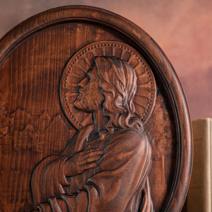 Jesus praying oval wood plaque religious saint figure catholic religious statue wall decoration gift for christians