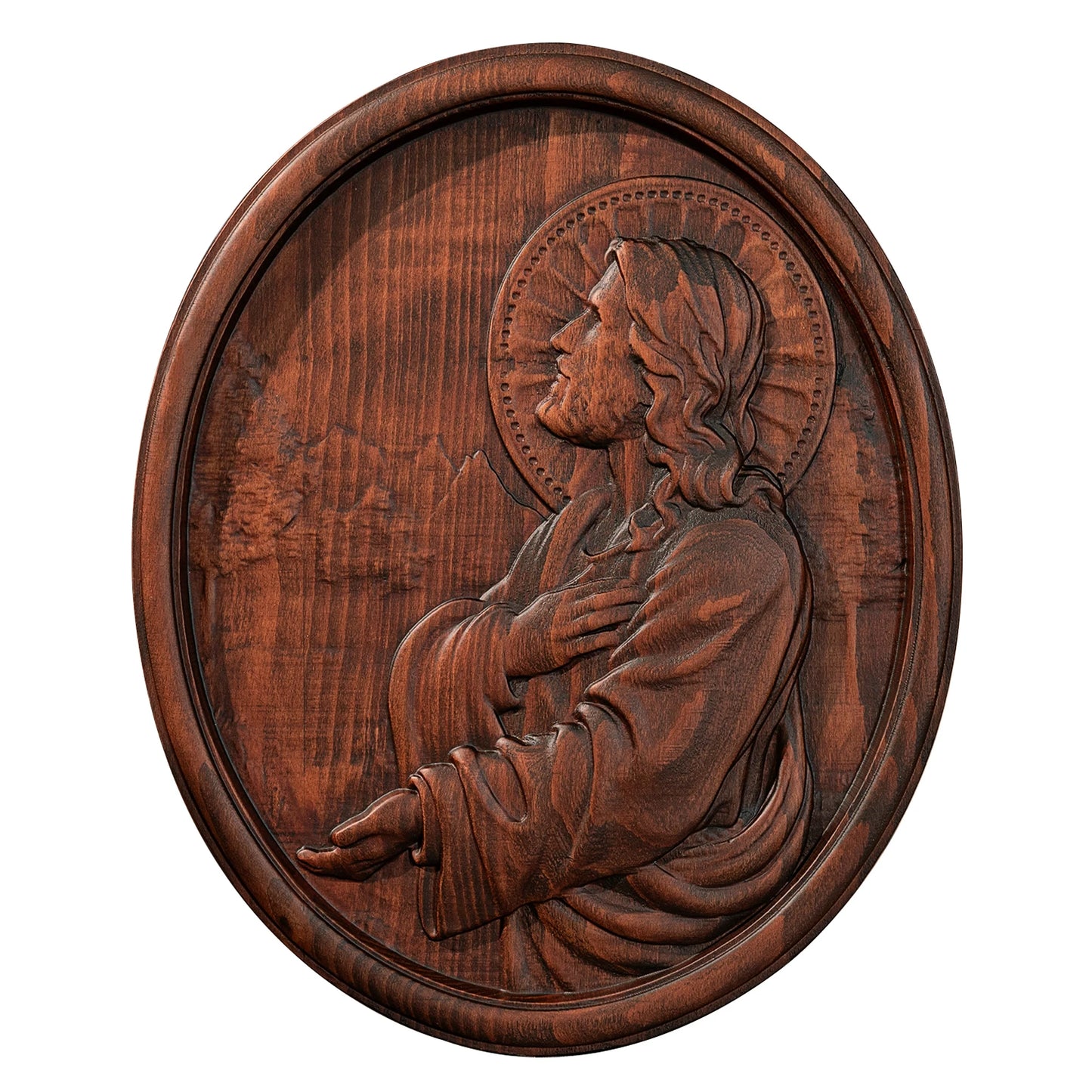 Jesus praying oval wood plaque religious saint figure catholic religious statue wall decoration gift for christians