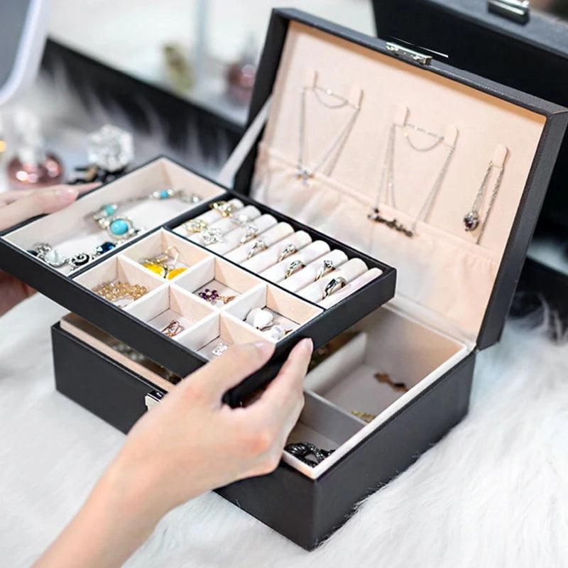 Jewelry Box Women Leather Packaging Necklace Rings Earrings Bracelet Storage Organizer Display Gift Box Case