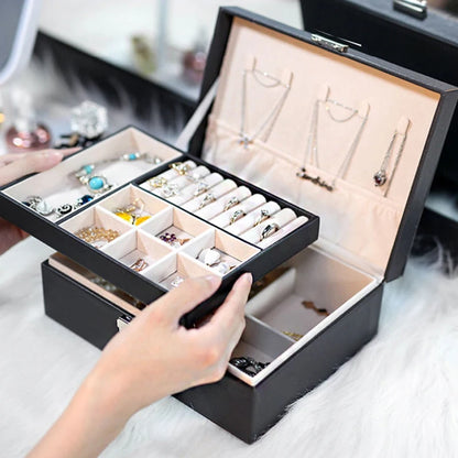 Jewelry Box Women Leather Packaging Necklace Rings Earrings Bracelet Storage Organizer Display Gift Box Case