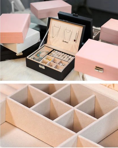 Jewelry Box Women Leather Packaging Necklace Rings Earrings Bracelet Storage Organizer Display Gift Box Case