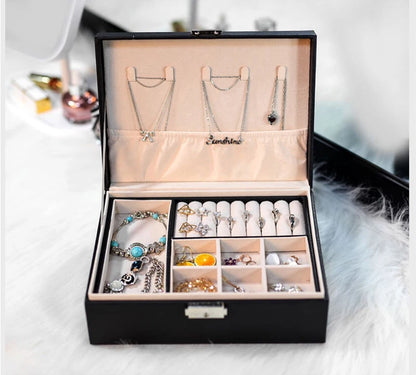 Jewelry Box Women Leather Packaging Necklace Rings Earrings Bracelet Storage Organizer Display Gift Box Case