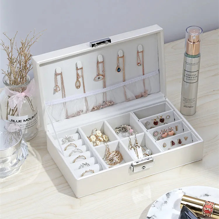 Jewelry Box Women Leather Packaging Necklace Rings Earrings Bracelet Storage Organizer Display Gift Box Case