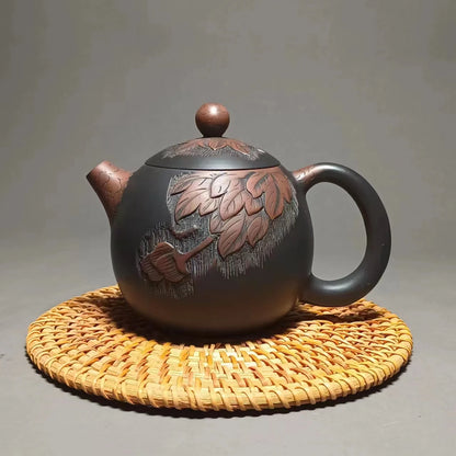 Jianshui Clay Pure Handmade  Carving Longdan TeaPot(Not Yixing Zisha) Ceramic  Kung Fu Tea Set Drinkware Tea Ceremony