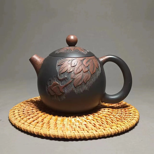 Jianshui Clay Pure Handmade  Carving Longdan TeaPot(Not Yixing Zisha) Ceramic  Kung Fu Tea Set Drinkware Tea Ceremony