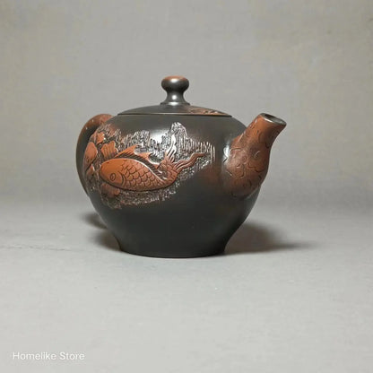Jianshui Clay Pure Handmade Lotus Carving Longdan TeaPot(Not Yixing Zisha) Ceramic  Kung Fu Tea Set Drinkware Tea Ceremony