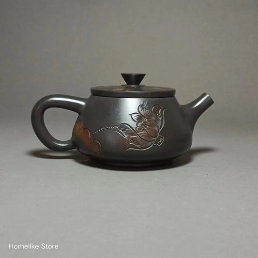 Jianshui Clay Pure Handmade Lotus Carving TeaPot(Not Yixing Zisha) Ceramic  Kung Fu Tea Set Drinkware Tea Ceremony
