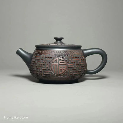 Jianshui Handmade Full Carving Shipiao filling Tea Pot(Not Yixing Zisha) Kung Fu Tea Set Drinkware Tea Ceremony