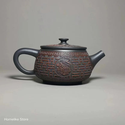 Jianshui Handmade Full Carving Shipiao filling Tea Pot(Not Yixing Zisha) Kung Fu Tea Set Drinkware Tea Ceremony