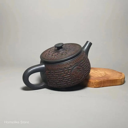 Jianshui Handmade Full Carving Shipiao filling Tea Pot(Not Yixing Zisha) Kung Fu Tea Set Drinkware Tea Ceremony