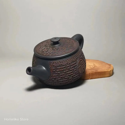 Jianshui Handmade Full Carving Shipiao filling Tea Pot(Not Yixing Zisha) Kung Fu Tea Set Drinkware Tea Ceremony