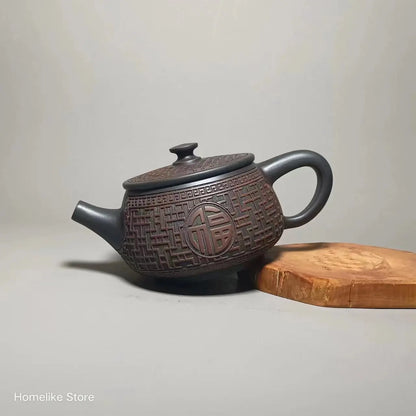Jianshui Handmade Full Carving Shipiao filling Tea Pot(Not Yixing Zisha) Kung Fu Tea Set Drinkware Tea Ceremony