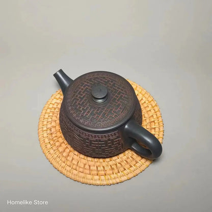 Jianshui Handmade Full Carving Shipiao filling Tea Pot(Not Yixing Zisha) Kung Fu Tea Set Drinkware Tea Ceremony