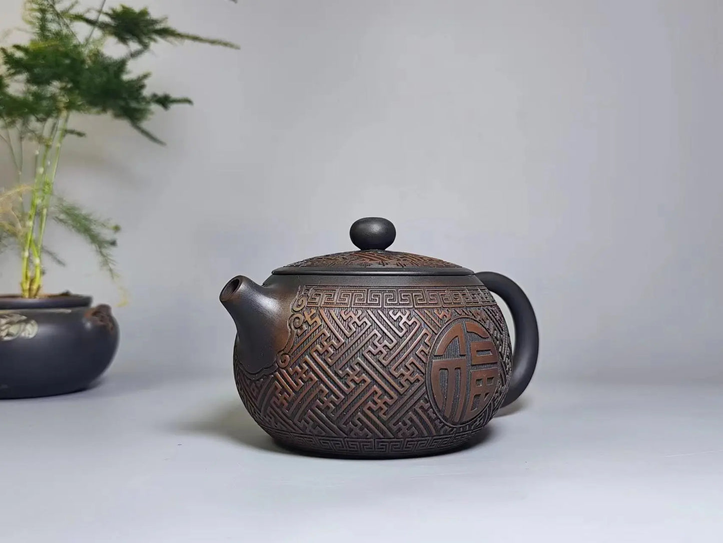 Jianshui Handmade Full Carving Xishi filling Tea Pot(Not Yixing Zisha) Kung Fu Tea Set Drinkware Tea Ceremony
