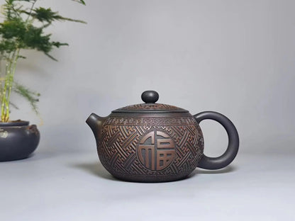 Jianshui Handmade Full Carving Xishi filling Tea Pot(Not Yixing Zisha) Kung Fu Tea Set Drinkware Tea Ceremony