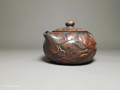 Jianshui Handmade Full Carving Xishi filling Tea Pot(Not Yixing Zisha) Kung Fu Tea Set Drinkware Tea Ceremony