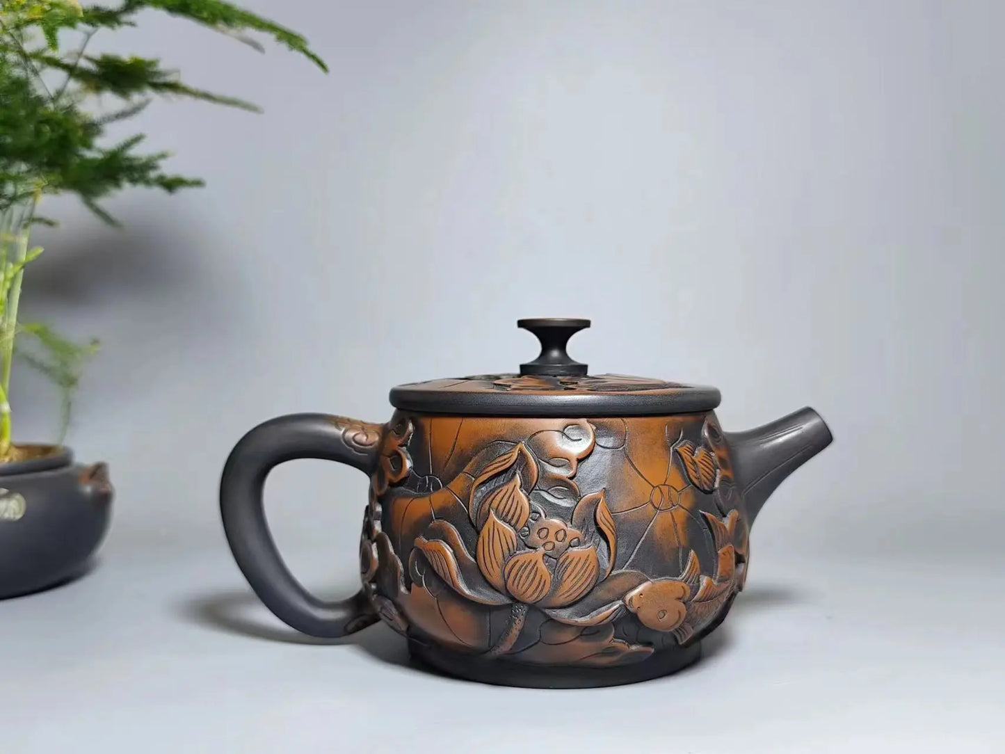 Jianshui Handmade Lotus Carving Big Mouth Shipiao filling Tea Pot(Not Yixing Zisha) Kung Fu Tea Set Drinkware Tea Ceremony