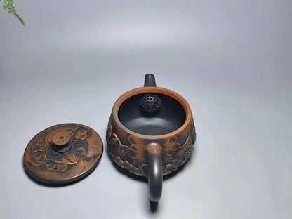 Jianshui Handmade Lotus Carving Big Mouth Shipiao filling Tea Pot(Not Yixing Zisha) Kung Fu Tea Set Drinkware Tea Ceremony