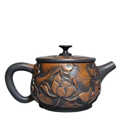 Jianshui Handmade Lotus Carving Big Mouth Shipiao filling Tea Pot(Not Yixing Zisha) Kung Fu Tea Set Drinkware Tea Ceremony