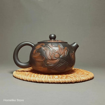 Jianshui Handmade Lotus Carving(Not Yixing Zisha Ceramic  Kung Fu Tea Set Drinkware Tea Ceremony