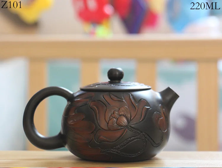 Jianshui Handmade Lotus Carving(Not Yixing Zisha Ceramic  Kung Fu Tea Set Drinkware Tea Ceremony