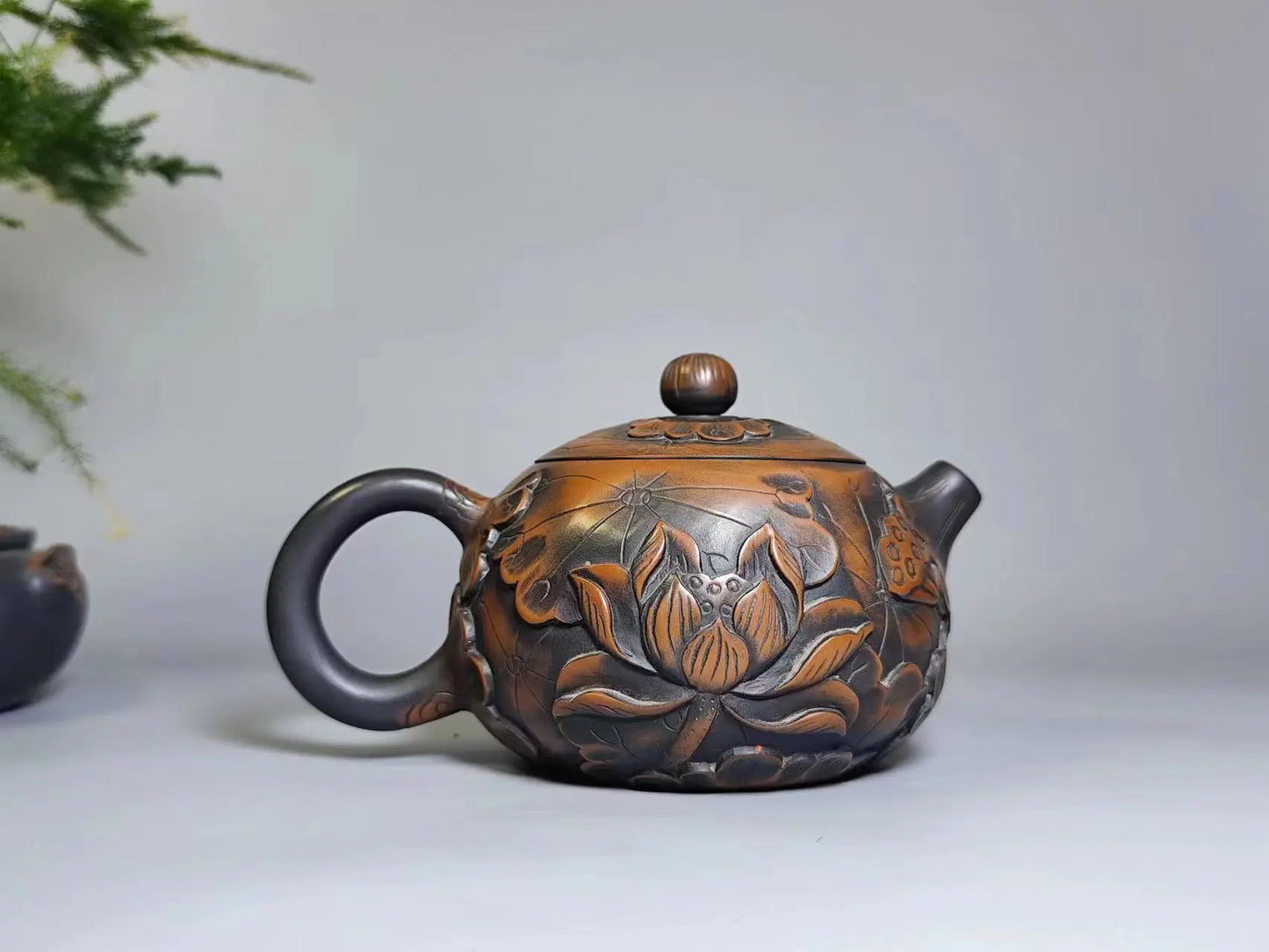 Jianshui Handmade Lotus Carving Xishi filling Tea Pot(Not Yixing Zisha) Kung Fu Tea Set Drinkware Tea Ceremony