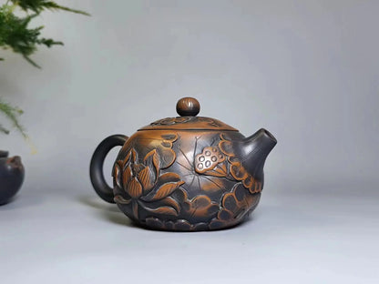 Jianshui Handmade Lotus Carving Xishi filling Tea Pot(Not Yixing Zisha) Kung Fu Tea Set Drinkware Tea Ceremony