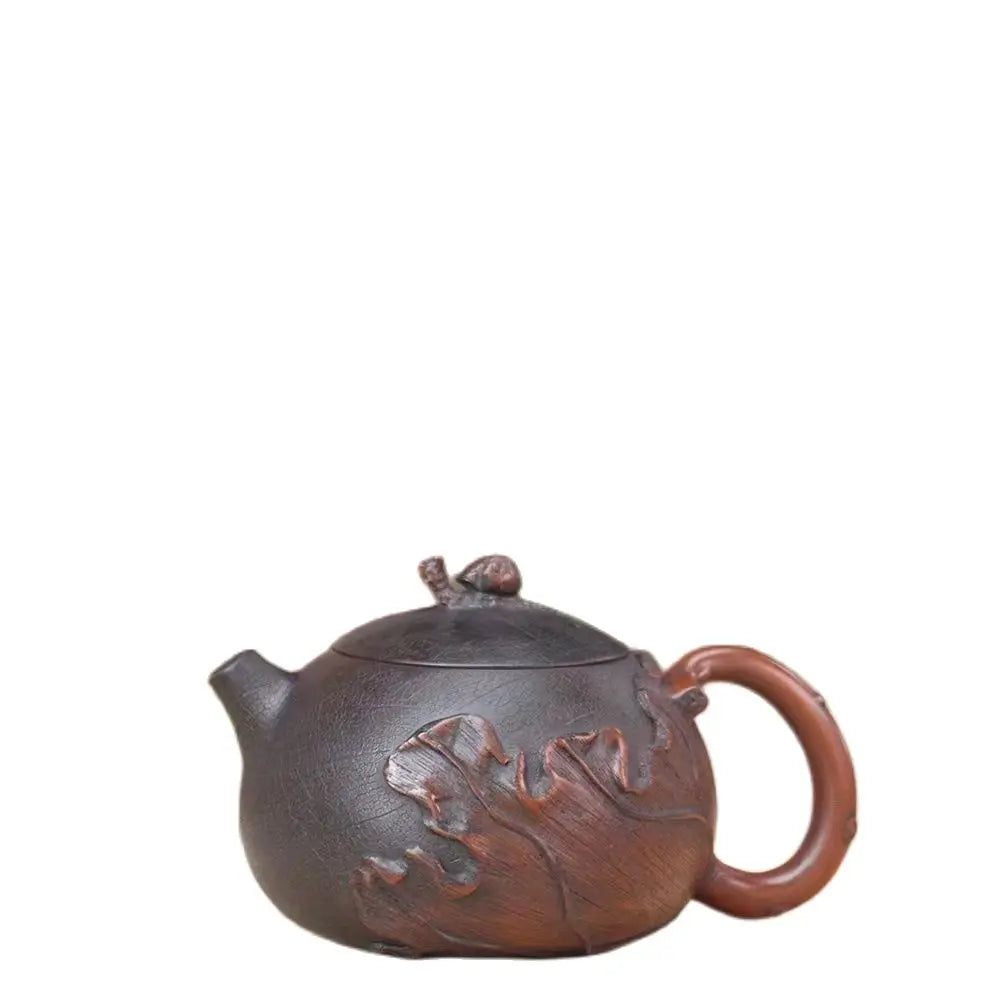 Jianshui Handmade Master Snail Lotus Leaf Carving Xishi filling Tea Pot(Not Yixing Zisha) Kung Fu Tea Set Drinkware Tea Ceremony