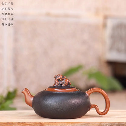 Jianshui Handmade Master Textures Carving filling Tea Pot(Not Yixing Zisha) Kung Fu Tea Set Drinkware Tea Ceremony