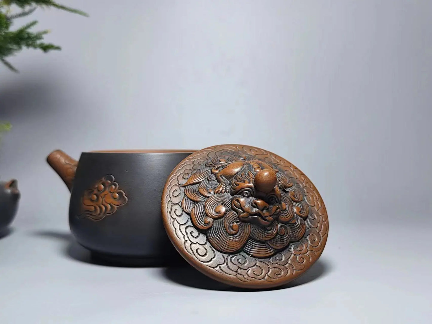 Jianshui Handmade QI Lin Carving Big Mouth Shipiao Tea Pot(Not Yixing Zisha) Kung Fu Tea Set Drinkware Tea Ceremony
