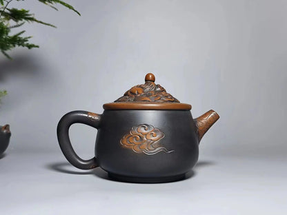 Jianshui Handmade QI Lin Carving Big Mouth Shipiao Tea Pot(Not Yixing Zisha) Kung Fu Tea Set Drinkware Tea Ceremony