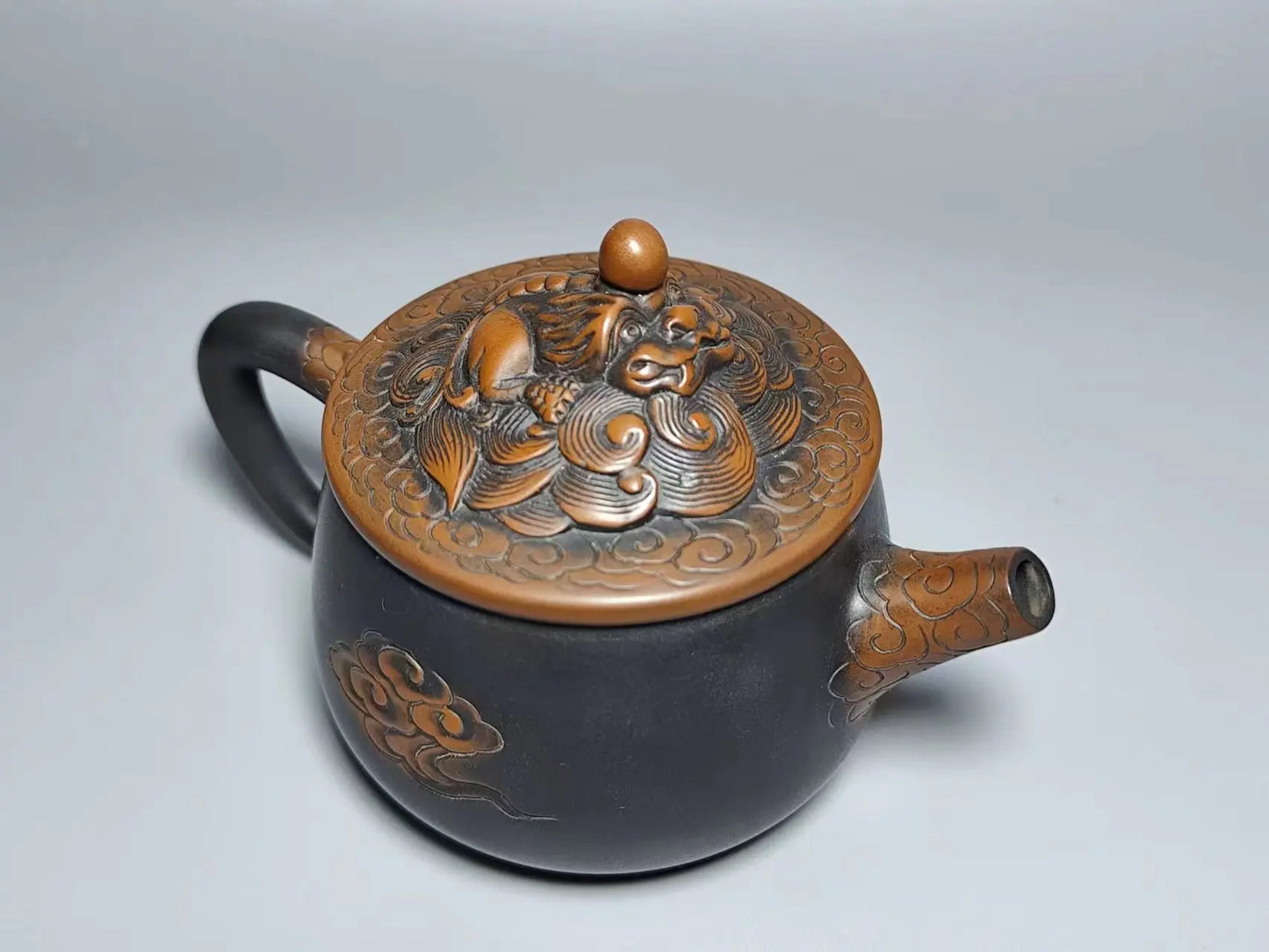 Jianshui Handmade QI Lin Carving Big Mouth Shipiao Tea Pot(Not Yixing Zisha) Kung Fu Tea Set Drinkware Tea Ceremony